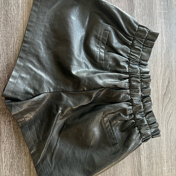 High Waist Black Faux Leather Shorts | Size L/XL - Picture 7 of 8